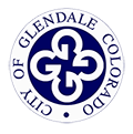 City of Glendale Colorado logo featuring a circular emblem with interlocking shapes