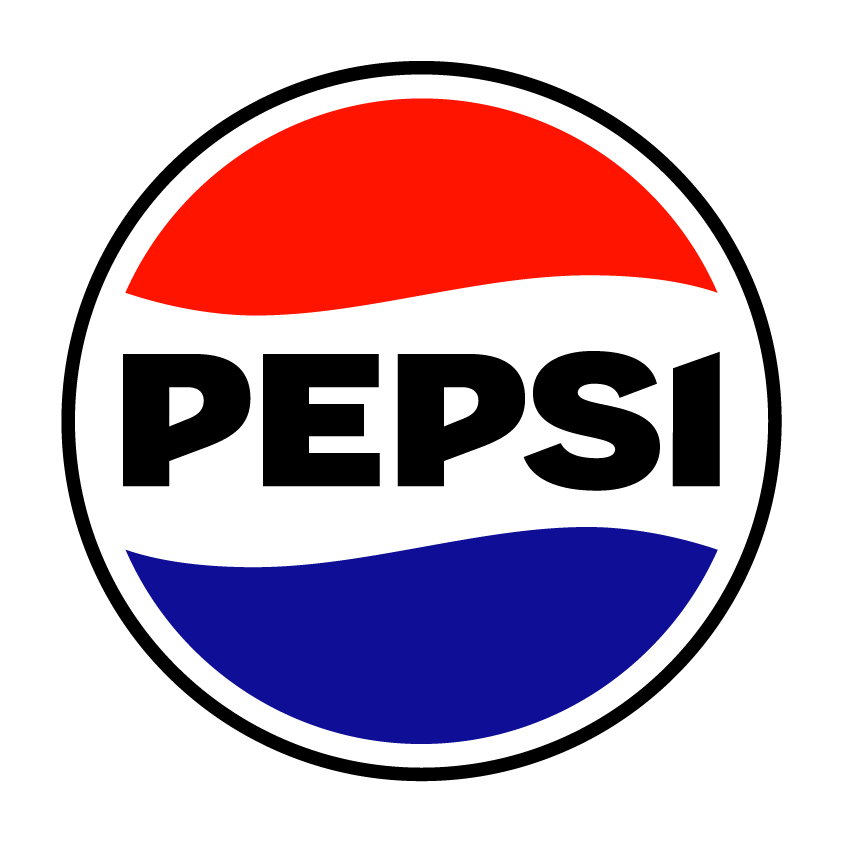 Pepsi logo with red, white, and blue wave design